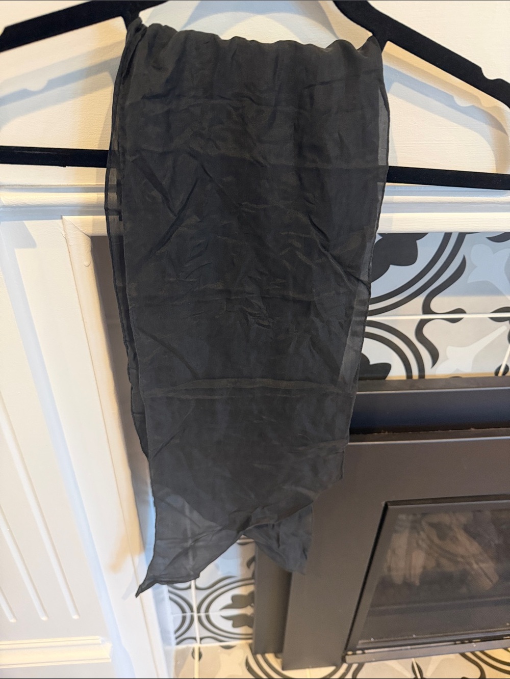 100% silk Lightweight Black Scarf hair scarf, neck scarf, bag scarf